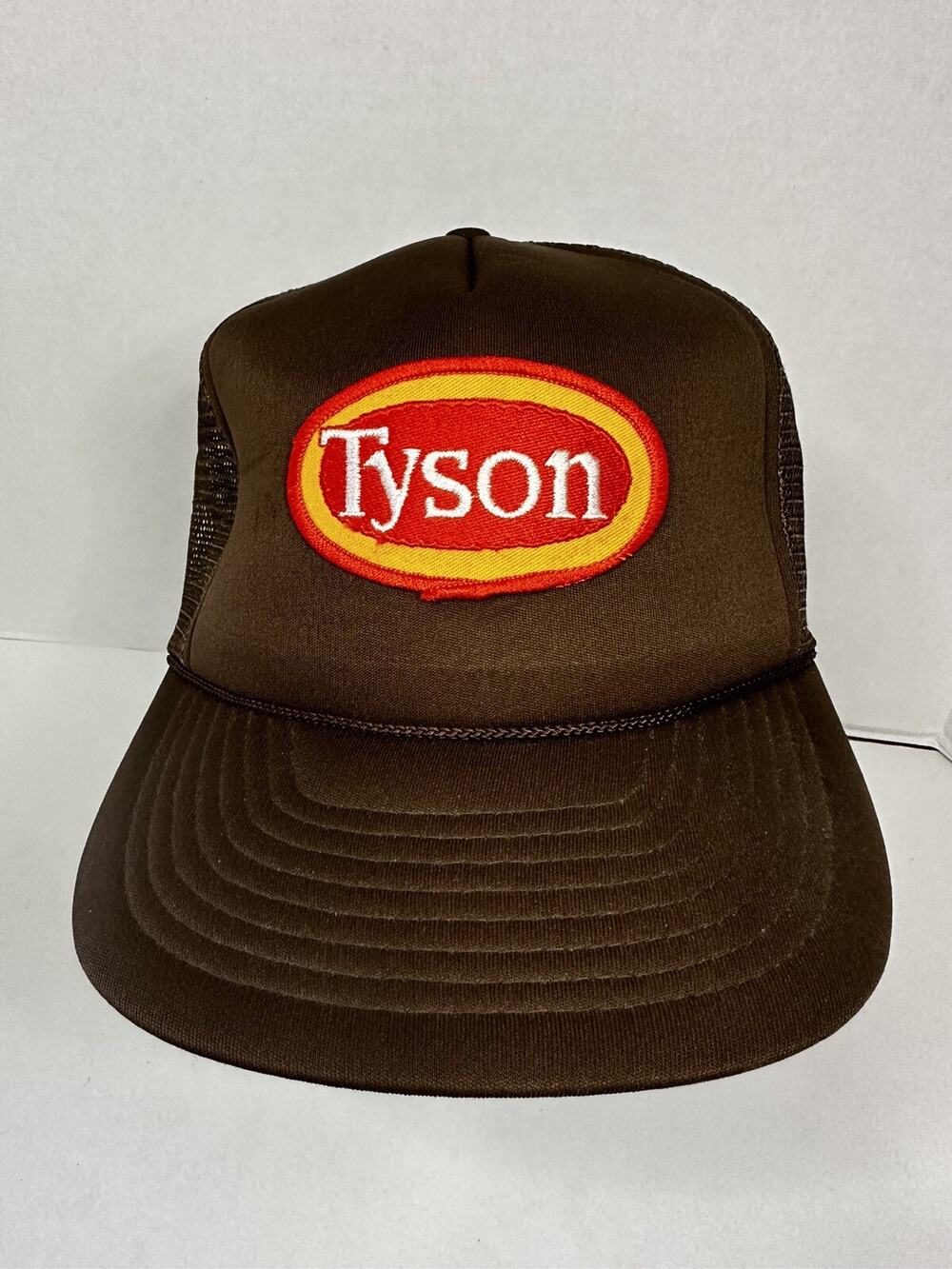 VTG Tyson Chicken Logo Patch Hat Cap Mesh Back Trucker Plastic Adjustable Strap